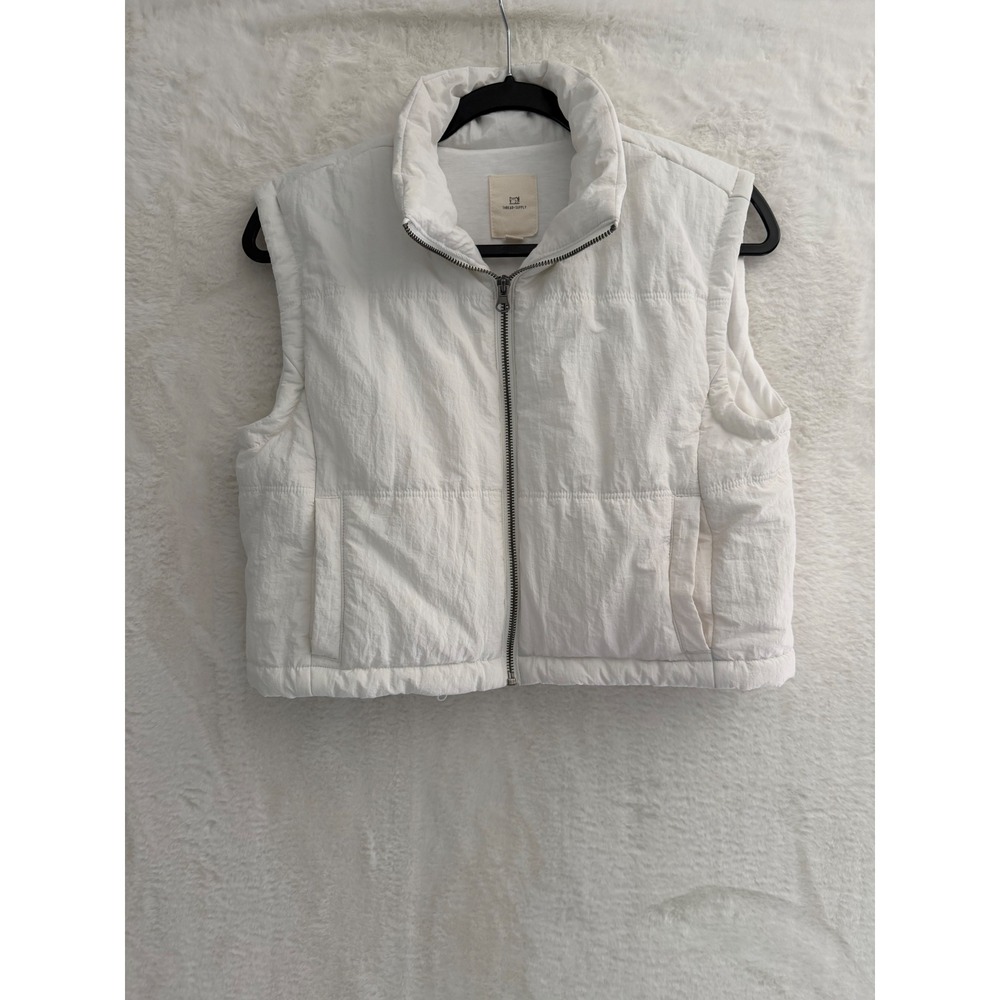 Thread & Supply Ivory Puffer‎ Vest Zip Front Quilted Sleeveless Jacket XS